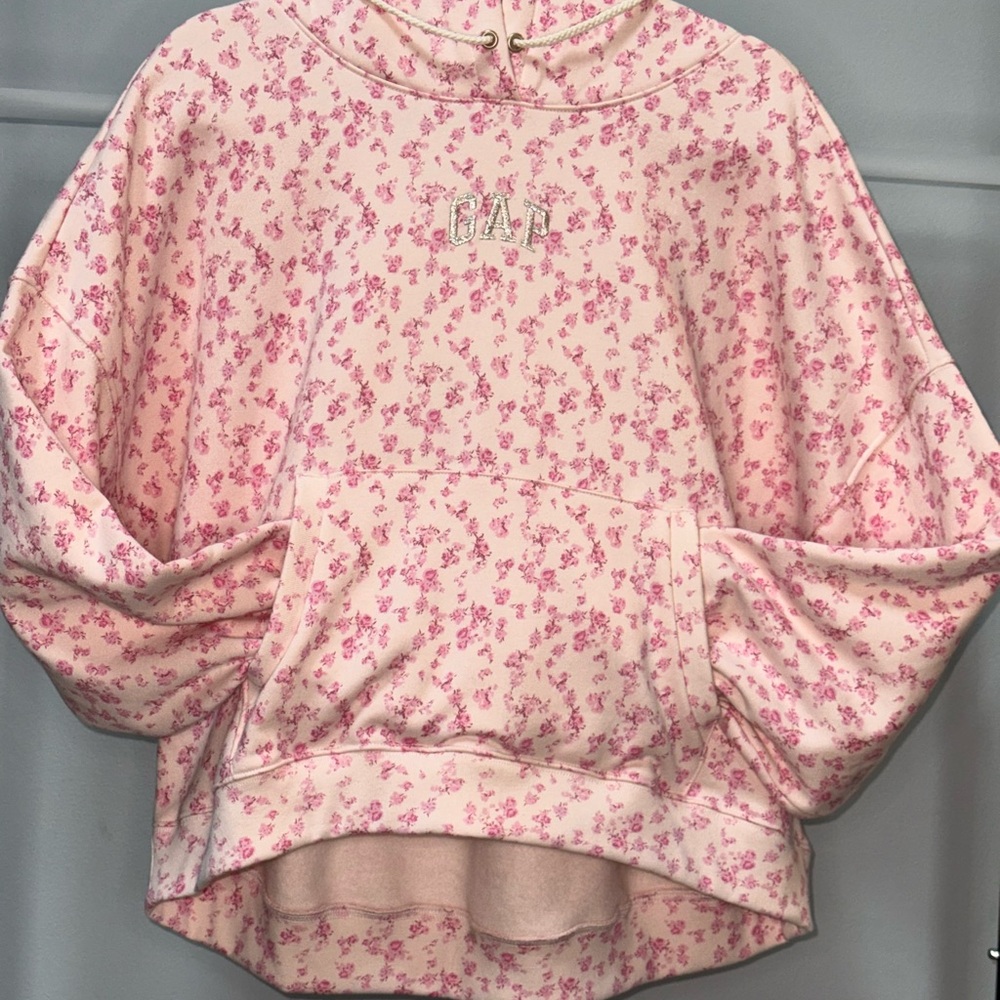 LoveShackFancy x gap Cropped Floral Pink Hoodie